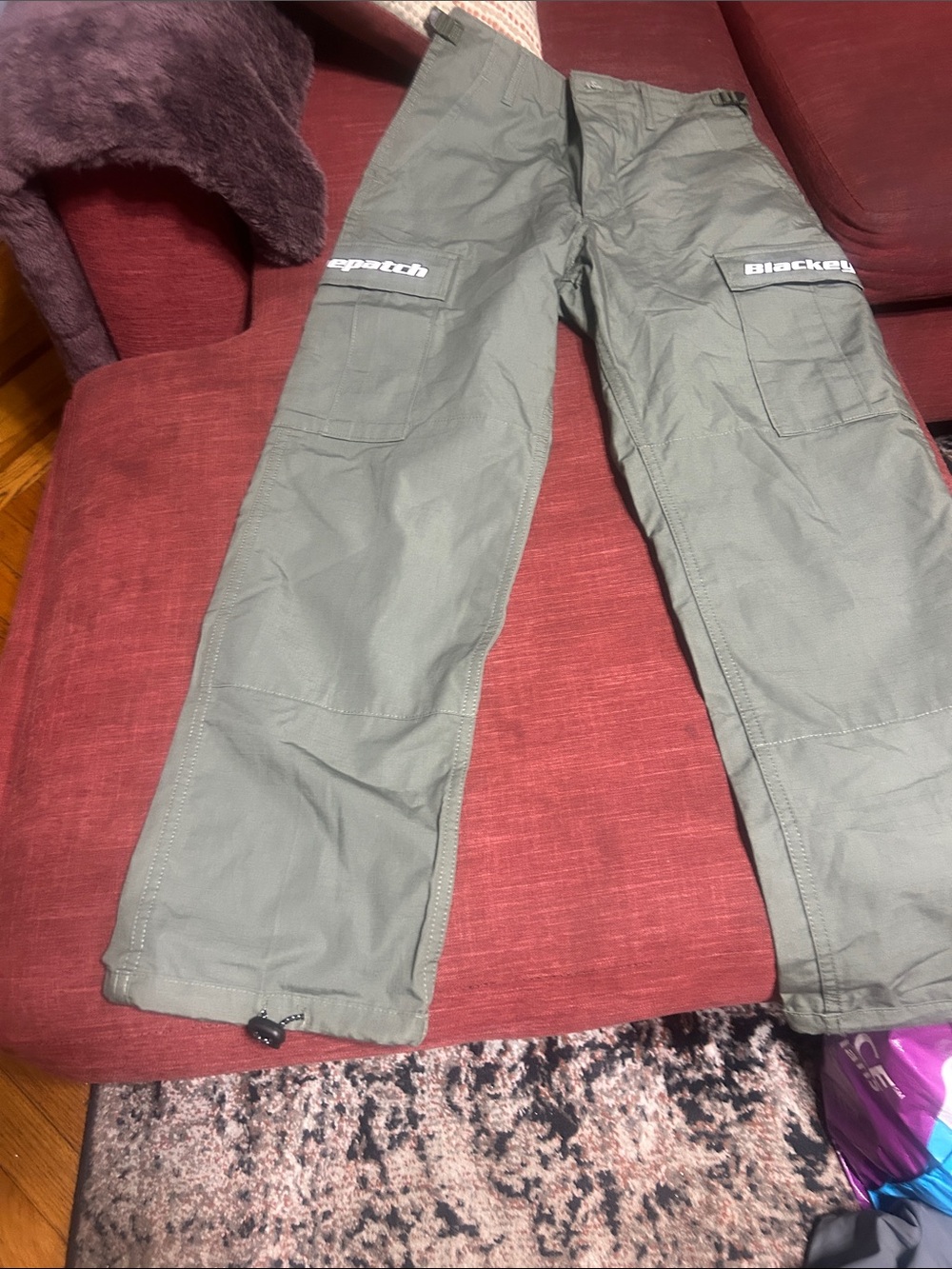Utility Cargo Pants in Olive Green with Subtle Branding